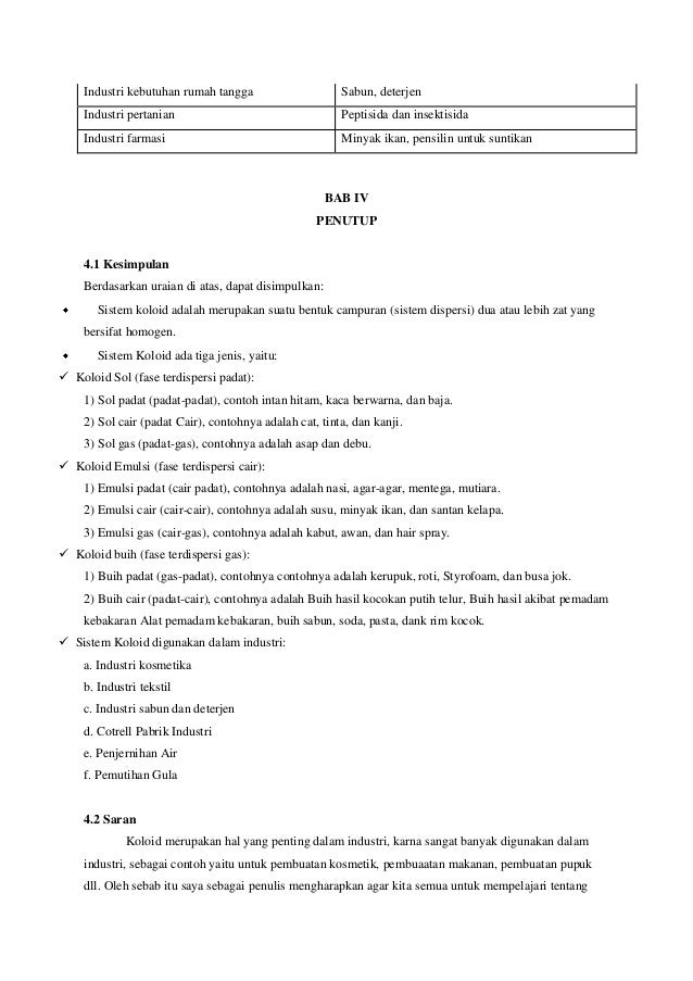 Makalah kimia tentang koloid