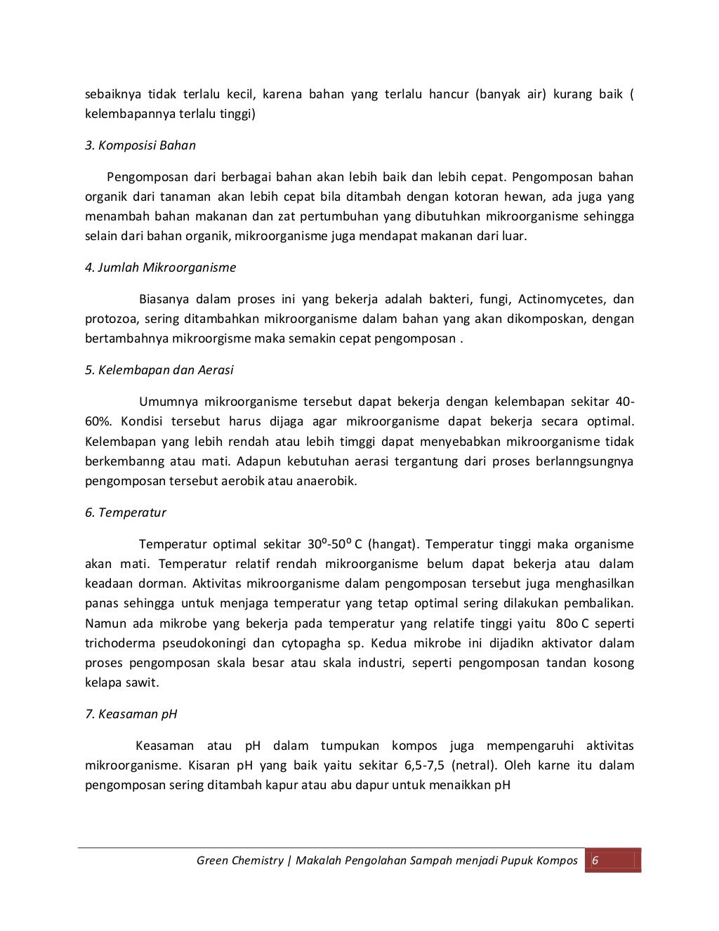 Makalah &quot;Pengolahan Sampah menjadi Pupuk Kompos&quot;.