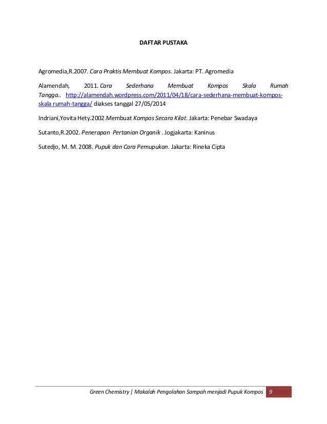 Makalah "Pengolahan Sampah menjadi Pupuk Kompos".