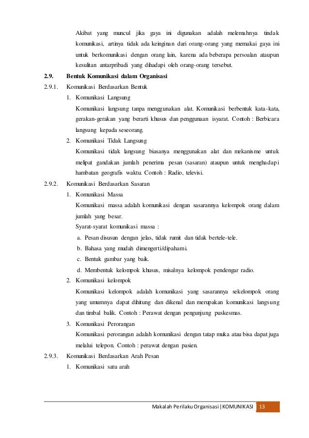 Makalah komunikasi dalam organisasi Makalah komunikasi dalam organisasi