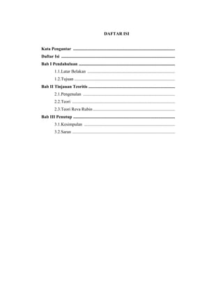 DAFTAR ISI


Kata Pengantar .............................................................................................
Daftar Isi ........................................................................................................
Bab I Pendahuluan ........................................................................................
           1.1.Latar Belakan ................................................................................
           1.2.Tujuan ............................................................................................
Bab II Tinjauan Teoritis ...............................................................................
           2.1.Pengenalan ....................................................................................
           2.2.Teori ..............................................................................................
           2.3.Teori Reva Rubin ...........................................................................
Bab III Penutup .............................................................................................
           3.1.Kesimpulan ...................................................................................
           3.2.Saran ..............................................................................................
 