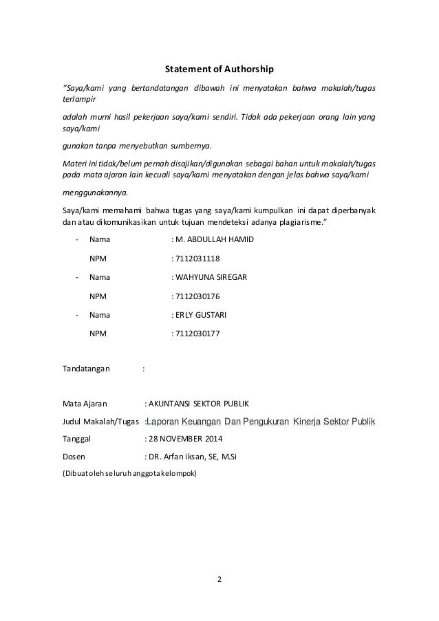 Makalah Laporan Keuangan Dan Pengukuran Kinerja Sektor Publik 8