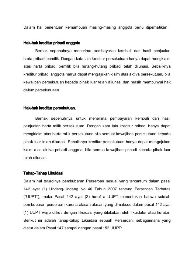 Makalah Likuidasi Persekutuan