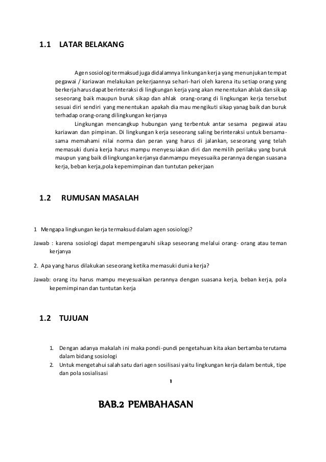 Makalah lingkungan kerja