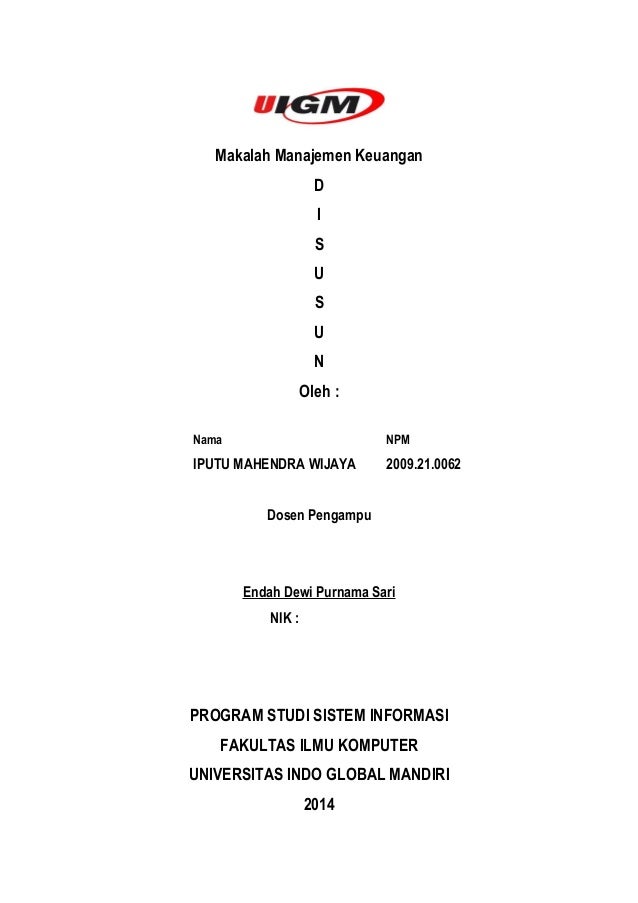 Contoh Makalah Manajemen Keuangan Pengertian  Cara 