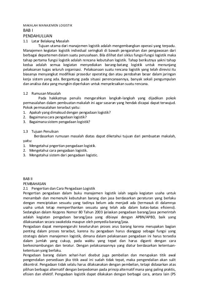 Makalah Manajemen Logistik