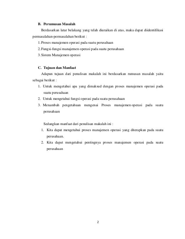 Makalah Manajemen Operasi
