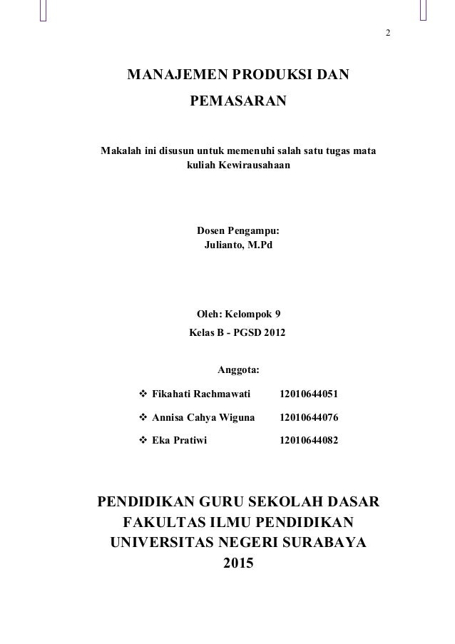 Contoh Makalah Manajemen Produksi