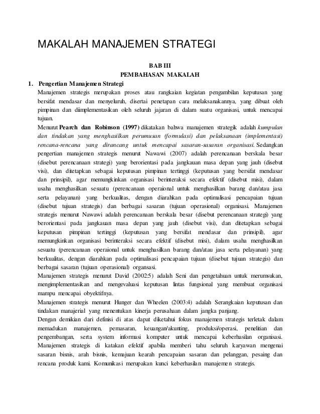 Makalah Manajemen Strategi
