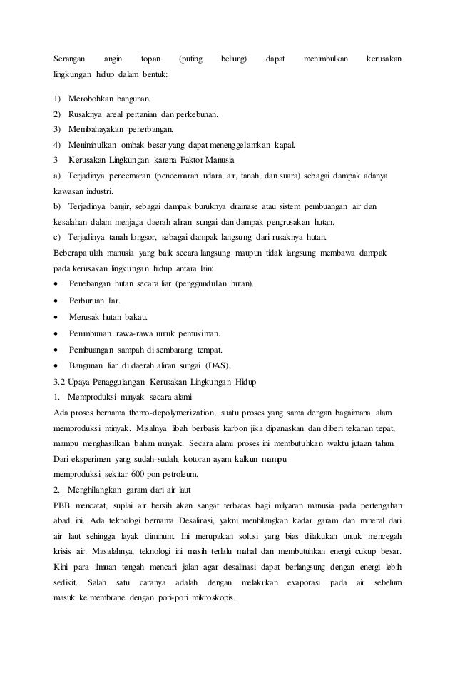 Makalah Masalah Lingkungan Hidup