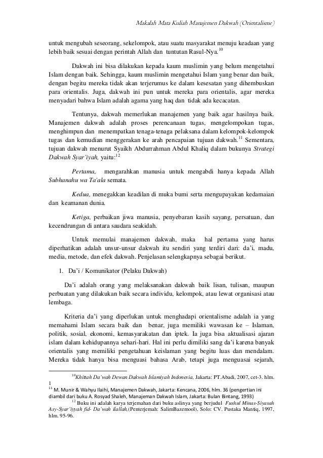 Makalah mata kuliah manajemen dakwah (orientalisme)