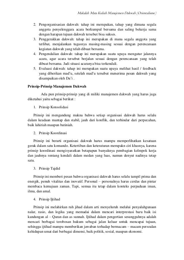 Makalah mata kuliah manajemen dakwah (orientalisme)