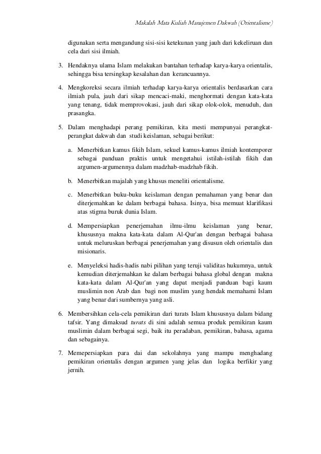 Makalah mata kuliah manajemen dakwah (orientalisme)