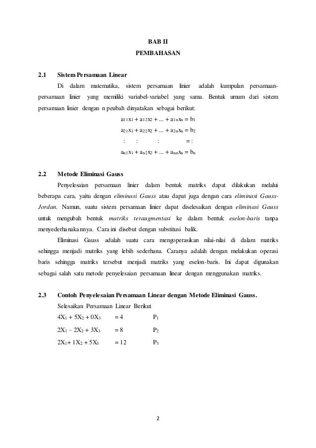 Makalah Matrik Dan Sistem Persamaan Linear