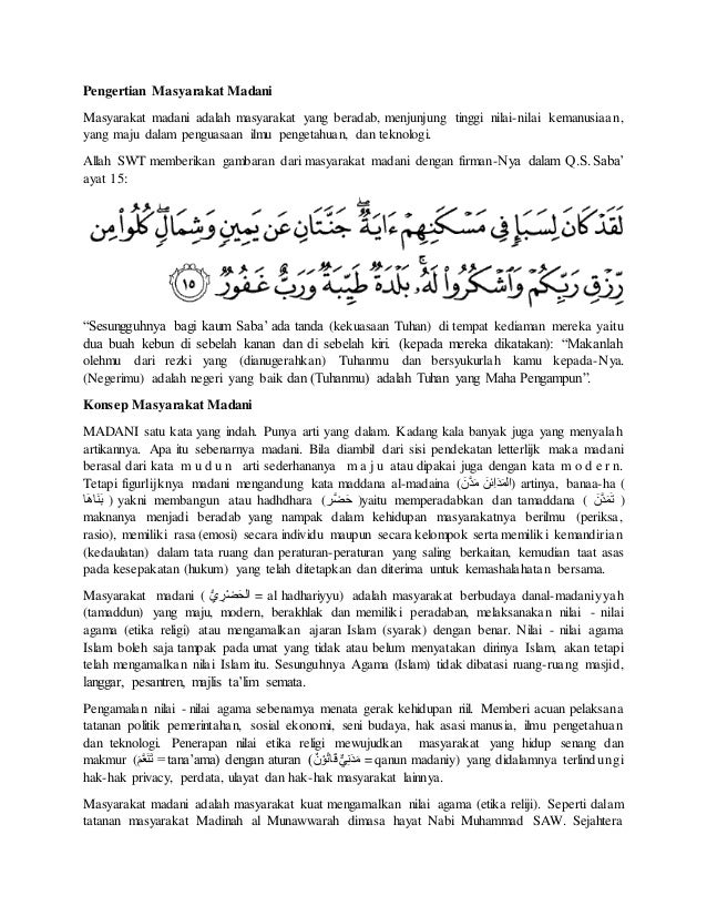 Makalah Maysarakat Madani Dan Kesejahteraan Umat