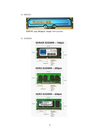 6
8) RDRAM
RDRAM yang dilengkapi dengan heat spreader.
9) SODIMM
 