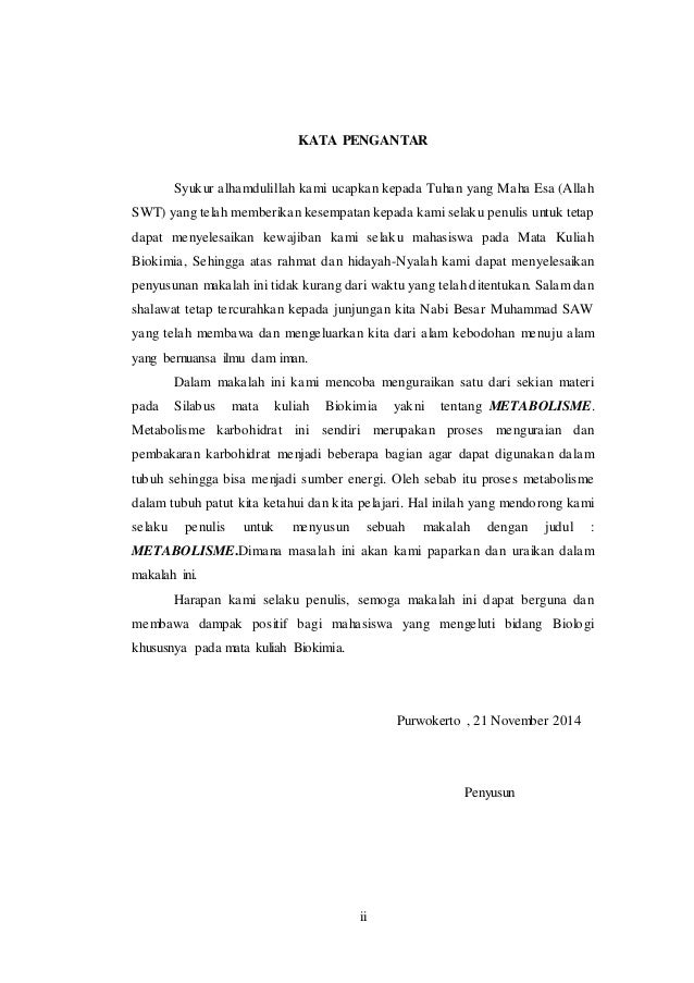 Makalah Metabolisme Contoh Makalah