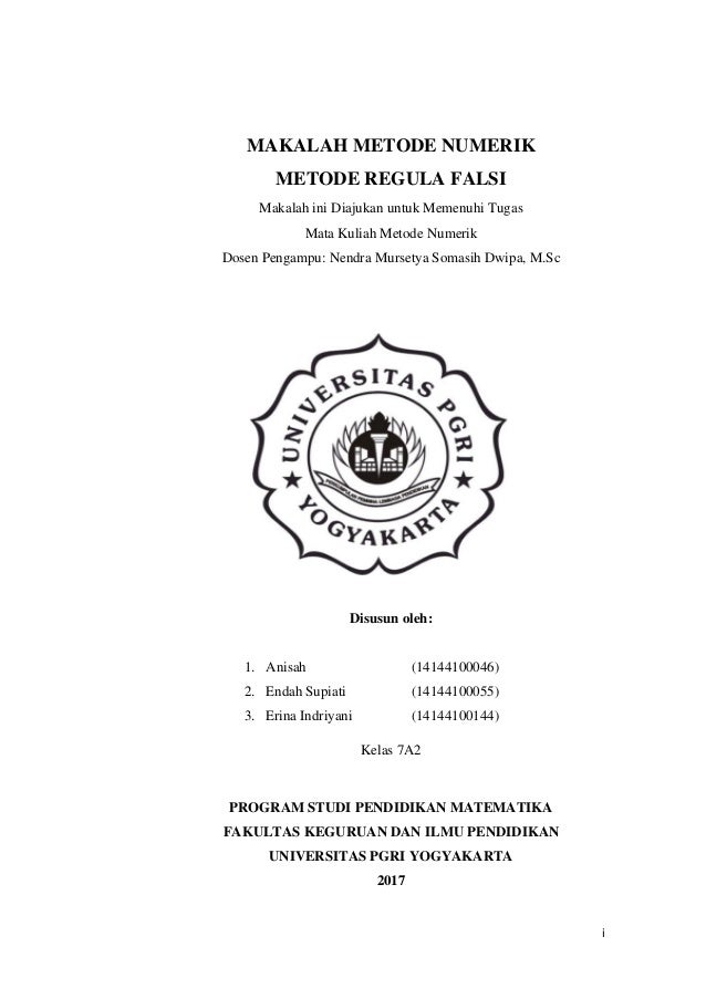 Makalah Metode Numerik Regula Falsi
