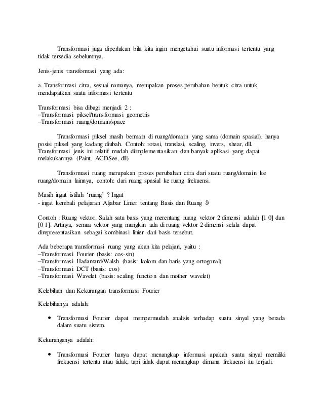 Makalah metode transformasi fourier