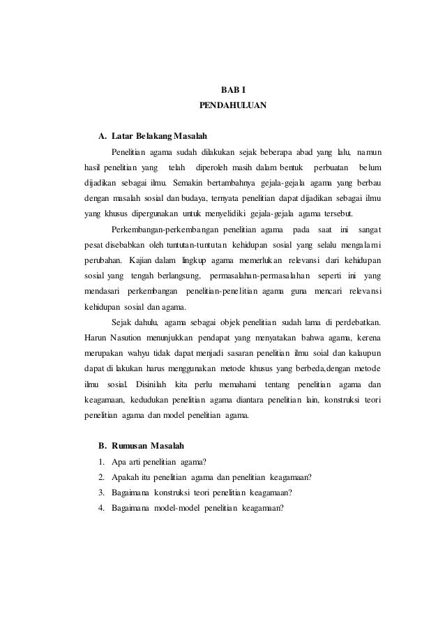 Makalah Model Penelitian Keagamaan