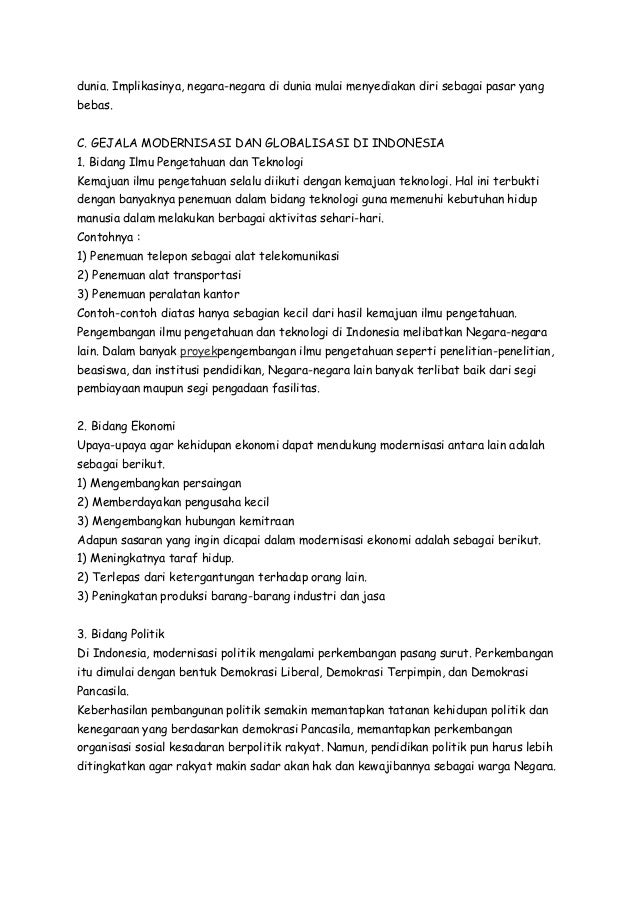 Makalah modernisasi dan globalisasi