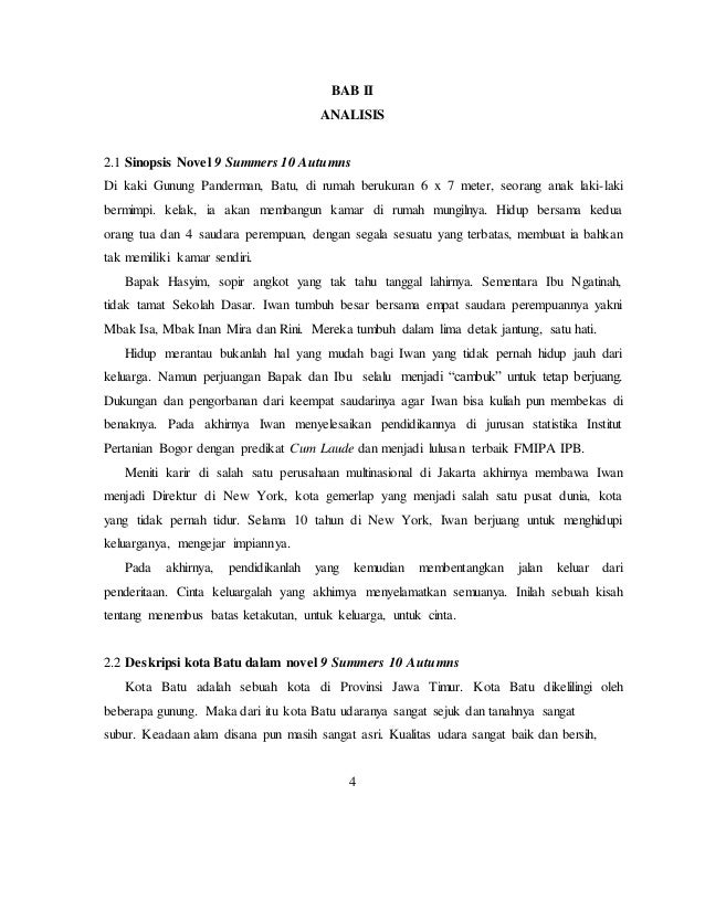 Makalah Novel 9 Summers 10 Autumns