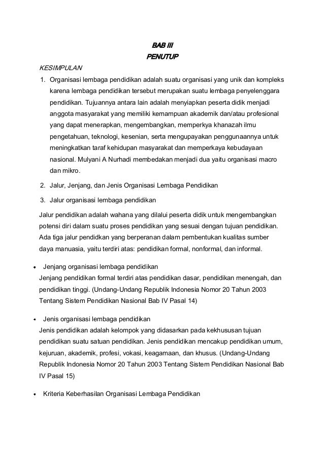 Makalah organisasi lembaga pendidikan Makalah organisasi lembaga pendidikan