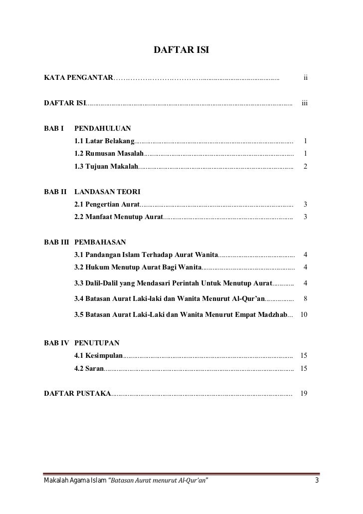 Makalah Pai Batasan Aurat Menurut Al Qur An