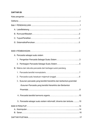 Makalah pancasila sebagai suatu sistem