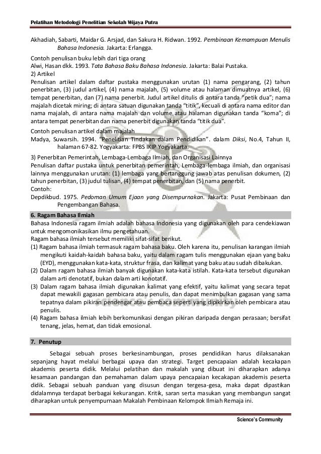 Makalah pelatihan metodologi penelitian sd smp