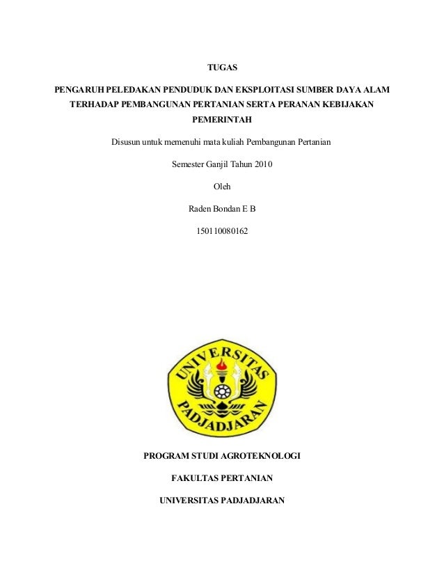 Makalah_52 Makalah peledakan penduduk malthus