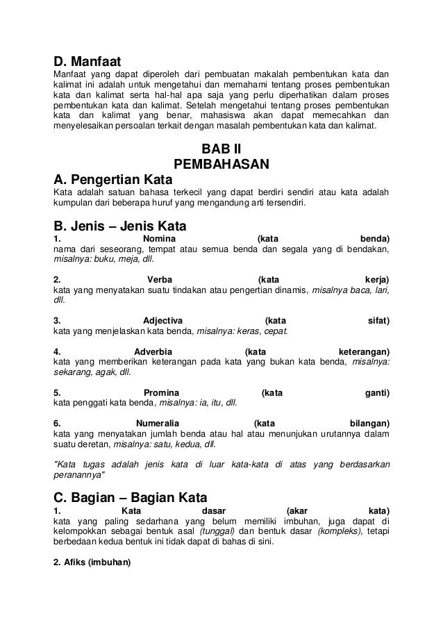 Makalah Pembentukan Kata Dan Kalimat