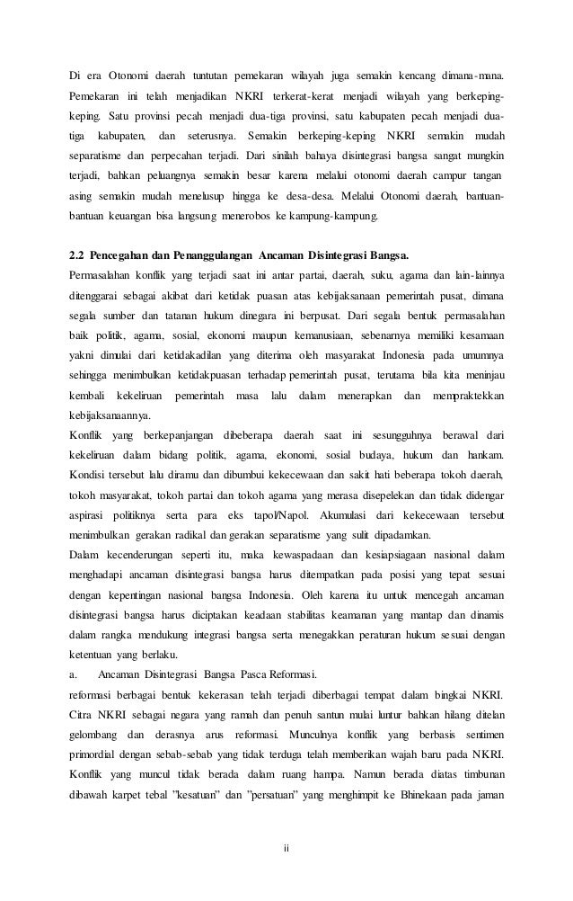 Makalah Pencegahan Dan Penanggulangan Ancaman Disintegrasi