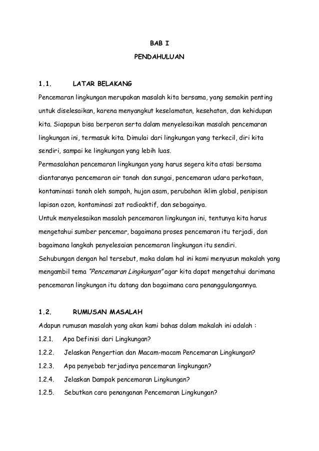 Contoh Makalah Penelitian Geografi Tentang Lingkungan Hidup