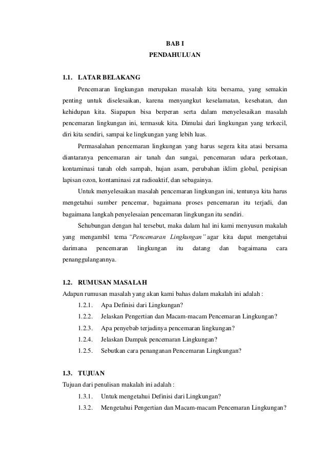 Makalah pencemaran lingkungan Makalah pencemaran lingkungan