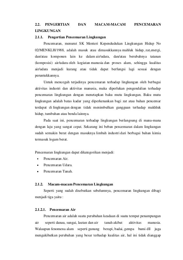 Makalah pencemaran lingkungan Makalah pencemaran lingkungan