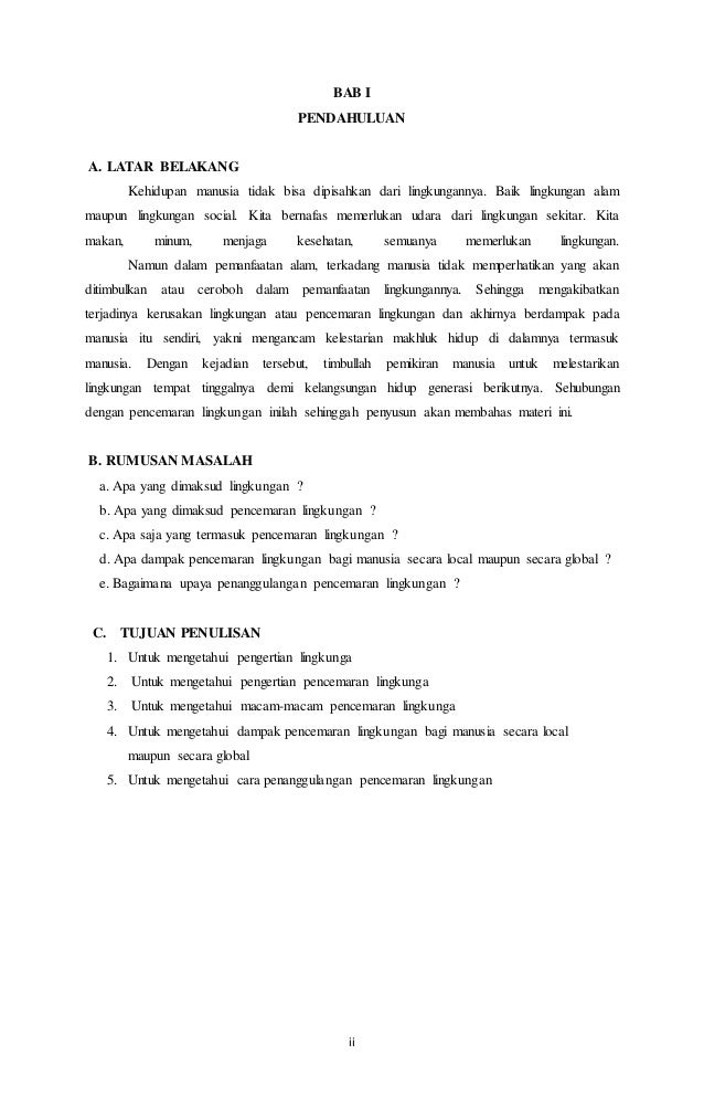 Makalah pencemaran lingkungan Makalah pencemaran lingkungan