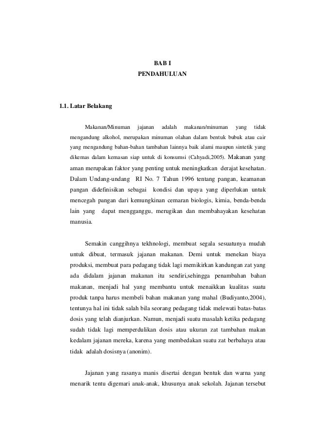 Makalah Pencemaran Makanan pada Jajanan Anak Sekolahan