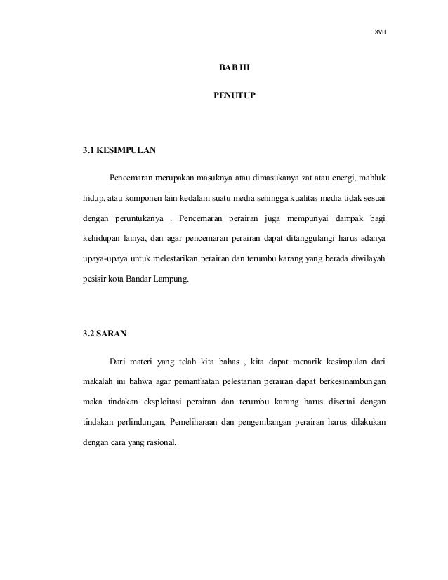 Makalah Pencemaran Perairan Dan Terumbu Karang Di Wilayah Pesisir Kot