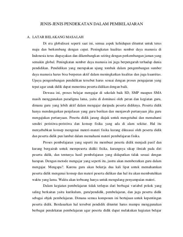 Makalah Pendekatan Pembelajaran