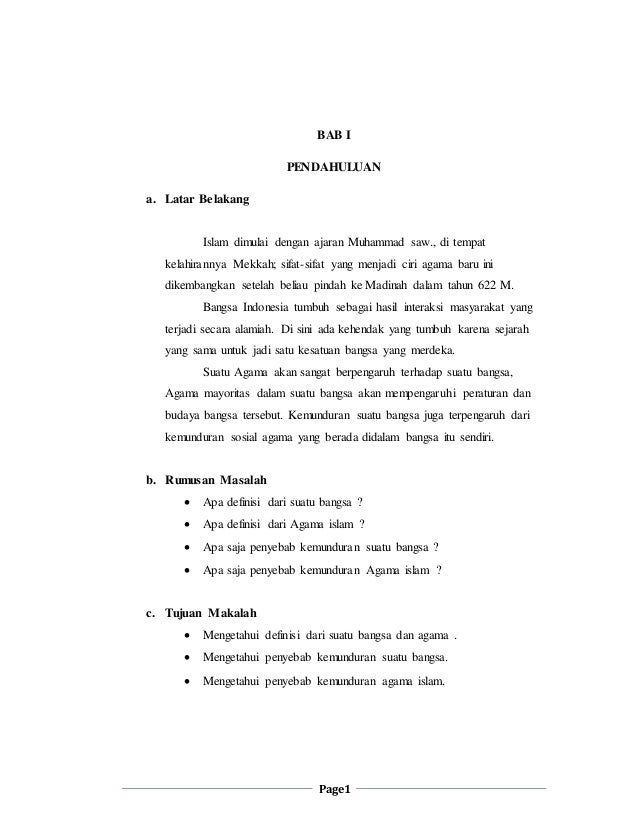 Contoh Makalah Agama Pendahuluan