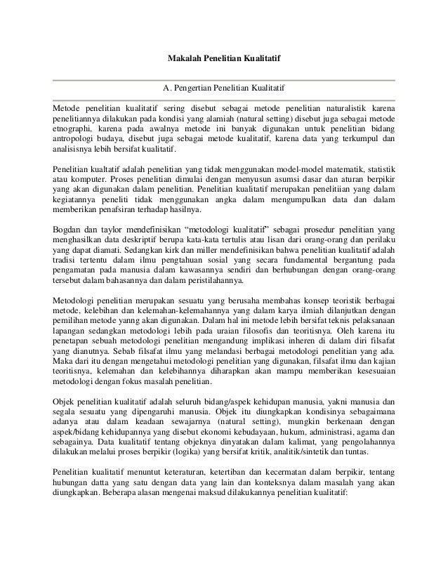 Makalah Penelitian Kualitatif