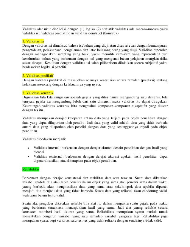 Contoh Makalah Validitas Dan Reliabilitas - Contoh Siar