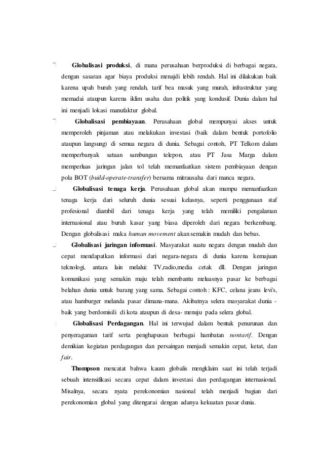 Makalah pengaruh globalisasi dalam bidang ekonomi