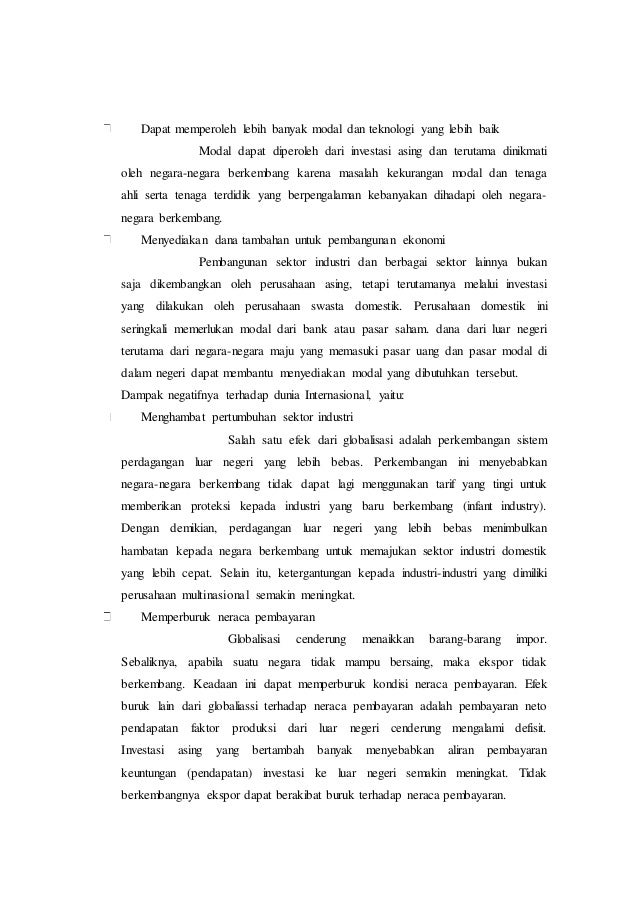 Makalah Pengaruh Globalisasi Dalam Bidang Ekonomi