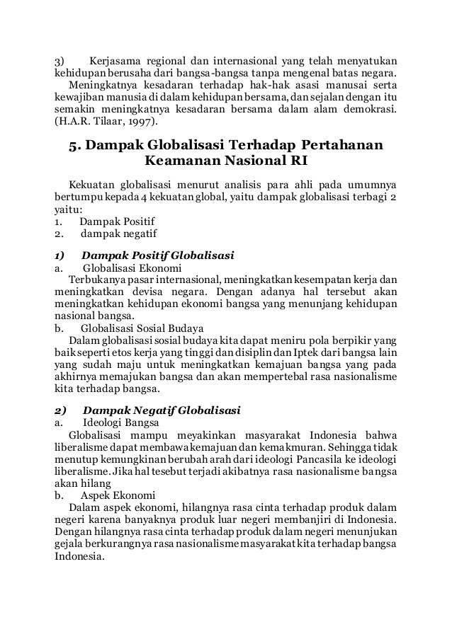 Makalah pengaruh globalisasi di bidang pertahanan indonesia