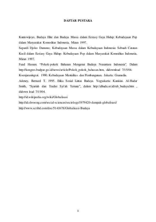 Makalah Globalisasi Dalam Budaya