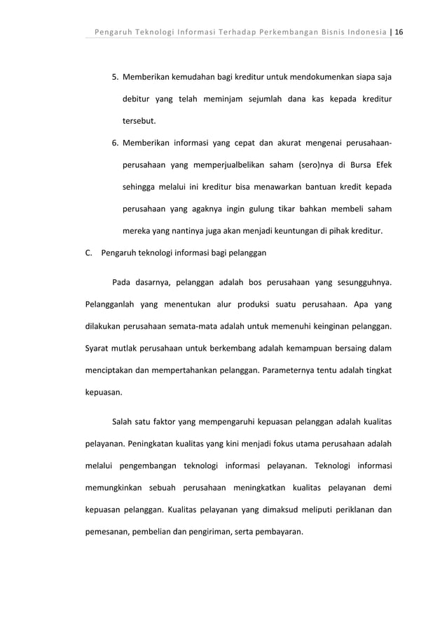 Makalah pengaruh teknologi terhadap bisnis