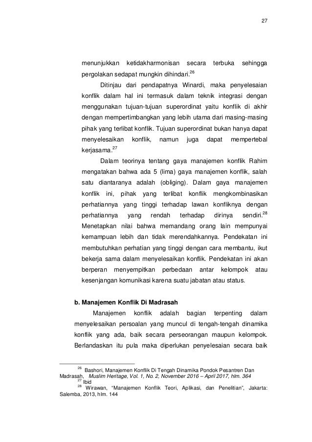 Pengelolaan Konflik Dalam Pendidikan Islam