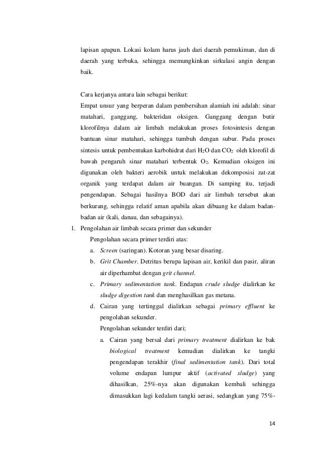 Makalah pengolahan air limbah Makalah pengolahan air limbah